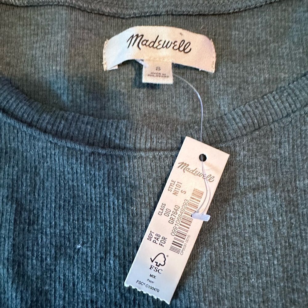 Madewell Ribbed Sleeveless Tank in Forrest Green- Size Small New With Tags - Picture 3 of 5